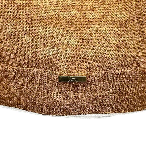 RACHEL ROY Linen Rust Brown & Silver 3/4 Sleeve Cardigan Sweater Women's Size S - Picture 7 of 10